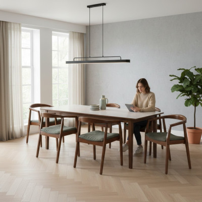 Silla de diseño marrón para sala de estar y comedor, de madera, 6 sillas acolchadas nuevas.