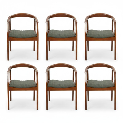 Silla de diseño marrón para sala de estar y comedor, de madera, 6 sillas acolchadas nuevas.