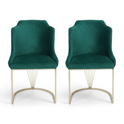 Silla de comedor verde de diseñador, 2 sillas de lujo, silla individual moderna de comedor