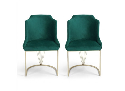 Silla de comedor verde de diseñador, 2 sillas de lujo, silla individual moderna de comedor