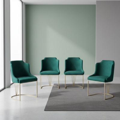 Silla de comedor verde de diseñador 4 sillas Asiento individual de lujo comedor moderno