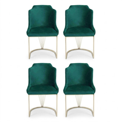 Silla de comedor verde de diseñador 4 sillas Asiento individual de lujo comedor moderno