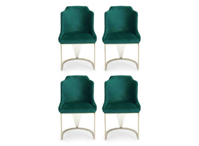 Silla de comedor verde de diseñador 4 sillas Asiento individual de lujo comedor moderno