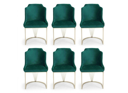 Silla de comedor verde de diseñador de lujo 6x Sillas Individuales Comedor Moderno