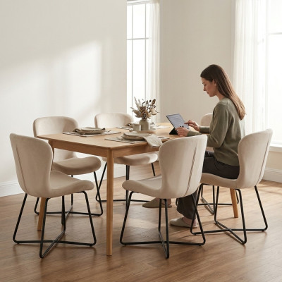 Silla de comedor blanca 6x sillas Comedor Moderno Sillas de metal Diseño