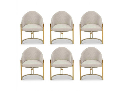 Moderna silla tapizada de metal blanca para comedor con estilo.