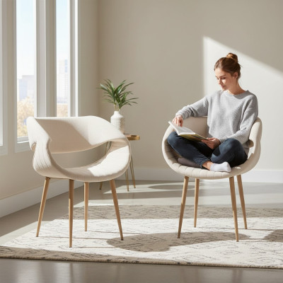 Silla tapizada de lujo moderna 2x Sillón Silla de respaldo Silla de comedor Sala de estar Nueva