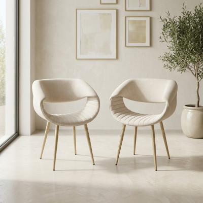 Silla tapizada de lujo moderna 2x Sillón Silla de respaldo Silla de comedor Sala de estar Nueva