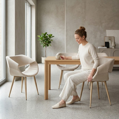 Silla tapizada de lujo moderna de 4x para la sala de estar del comedor.