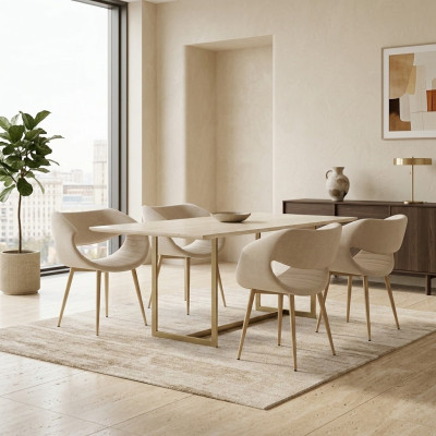 Silla tapizada de lujo moderna de 4x para la sala de estar del comedor.