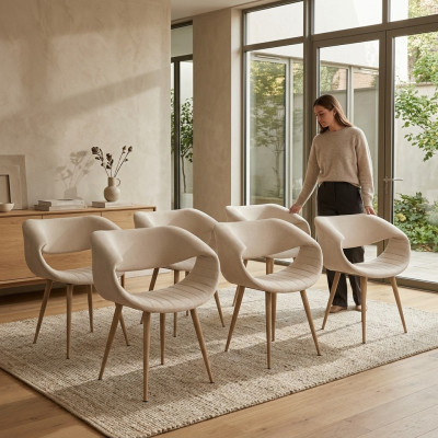 Sillas de lujo 6x tapizadas, modernas, blancas, silla de comedor, sala de estar, nueva