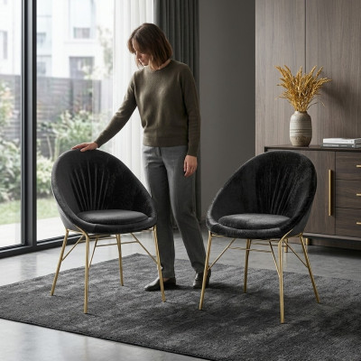Diseño negro 2 sillas sin reposabrazos comedor muebles modernos de lujo nuevos