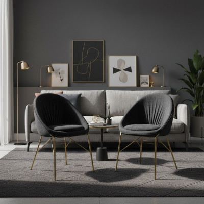 Diseño negro 2 sillas sin reposabrazos comedor muebles modernos de lujo nuevos