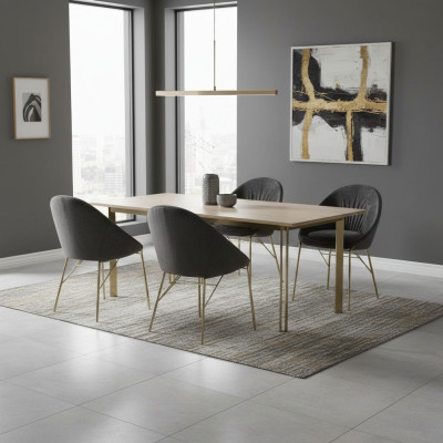 Diseño de lujo Negro 4 sillas Sin reposabrazos Comedor Muebles modernos