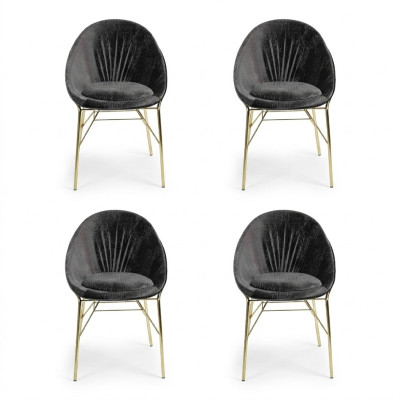 Diseño de lujo Negro 4 sillas Sin reposabrazos Comedor Muebles modernos