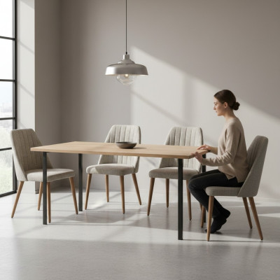 Moderno Gris 4 sillas Silla tapizada Silla de lujo Sillón Silla de comedor