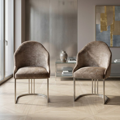 Silla de comedor de lujo moderna, 2 sillas diseño textil metal muebles
