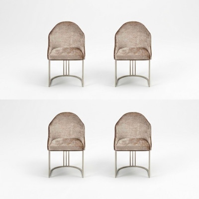 Silla de comedor de lujo 4x sillas Diseño textil Metal moderno Muebles de silla