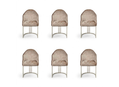 Silla de comedor de lujo 6x sillas Diseño textil Metal muebles de silla contemporáneos