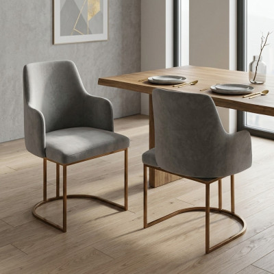 Silla de comedor moderna, sillas de cocina, diseño de lujo, 2 sillas, sillas de respaldo, gris, nuevas.