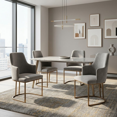 Sillas de comedor gris modernas elegantes sillas de cocina de diseño de lujo 4 sillas nuevas