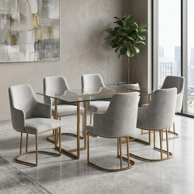 Sillas de comedor grises de lujo elegantes Sillas de cocina Moderno diseño 6x sillas nuevas