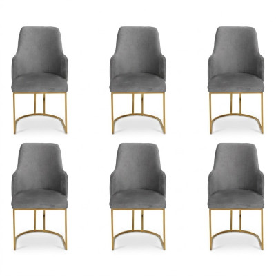 Sillas de comedor grises de lujo elegantes Sillas de cocina Moderno diseño 6x sillas nuevas