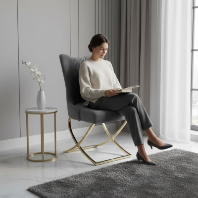 Sillas de comedor Sillón de lujo Silla Gris Sillón Muebles de sala de estar Nuevos