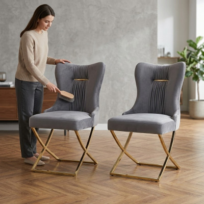Comedor 2 sillas Lujo Silla Gris Sillón Silla de respaldo Muebles de sala de estar Nuevos