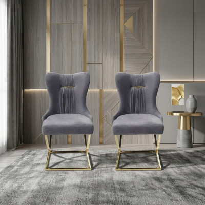 Comedor 2 sillas Lujo Silla Gris Sillón Silla de respaldo Muebles de sala de estar Nuevos