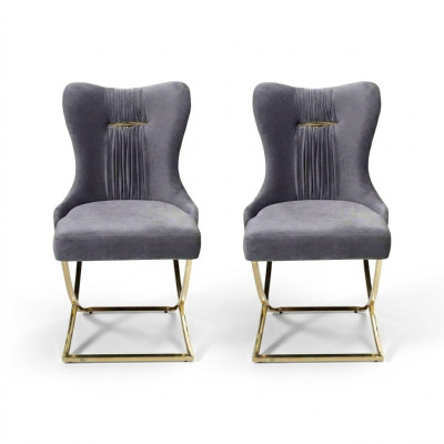 Comedor 2 sillas Lujo Silla Gris Sillón Silla de respaldo Muebles de sala de estar Nuevos