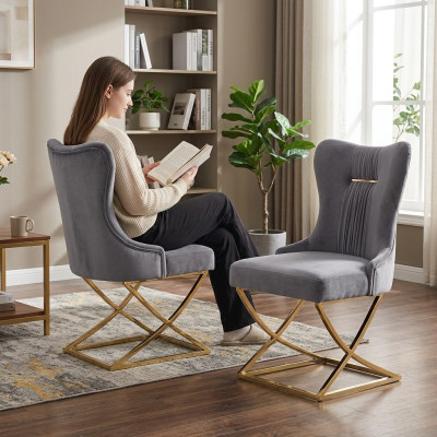 Elegante comedor 6 sillas Sillón de lujo Silla gris Sillón Muebles de sala nuevos