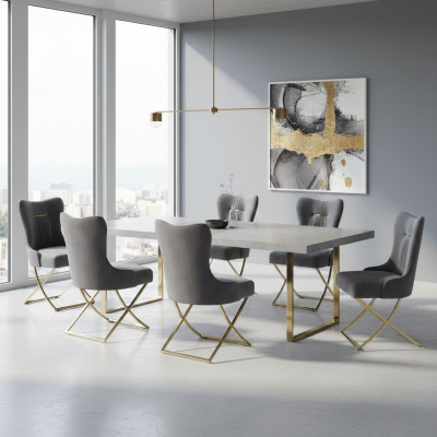 Elegante comedor 6 sillas Sillón de lujo Silla gris Sillón Muebles de sala nuevos