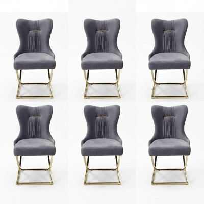Elegante comedor 6 sillas Sillón de lujo Silla gris Sillón Muebles de sala nuevos