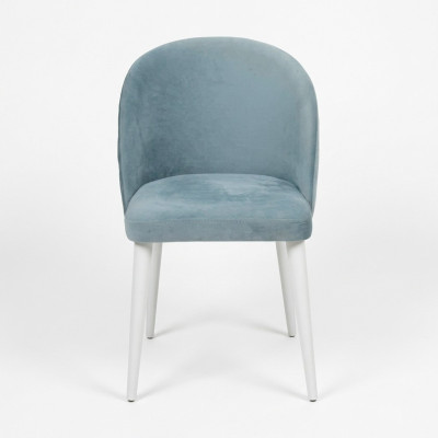 Silla de comedor moderna de madera sin apoyabrazos Diseño nuevo Silla tapizada Asiento azul