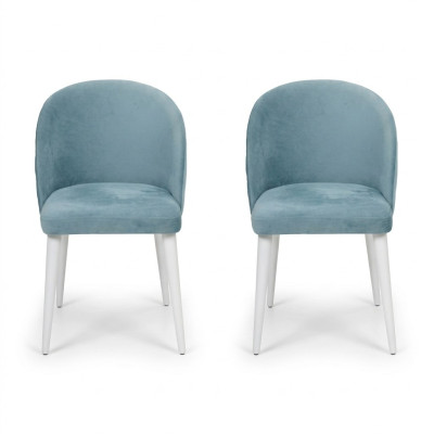 Moderno comedor de madera 2 sillas azules sin reposabrazos nuevo diseño silla tapizada
