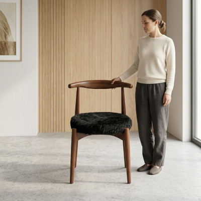 Silla de comedor de lujo de madera marrón sin apoyabrazos diseño silla tapizada