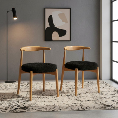 Lujo Comedor de madera 2 sillas marrones Sin apoyabrazos Diseño silla tapizada