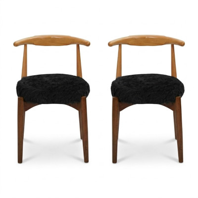 Lujo Comedor de madera 2 sillas marrones Sin apoyabrazos Diseño silla tapizada