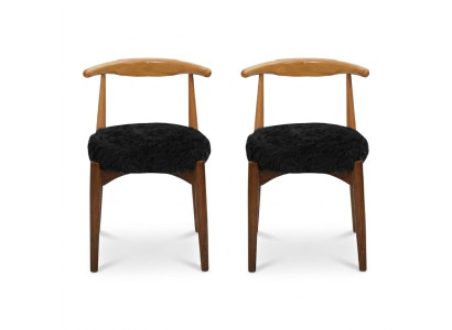 Lujo Comedor de madera 2 sillas marrones Sin apoyabrazos Diseño silla tapizada