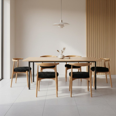 Comedor moderno de madera 4 sillas marrones Sin reposabrazos Diseño de silla tapizada.