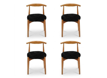 Comedor moderno de madera 4 sillas marrones Sin reposabrazos Diseño de silla tapizada.
