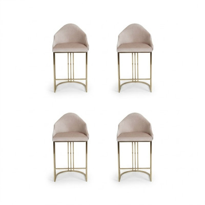 Elegante mesa de comedor 4 sillas beige Sillón Muebles Decoración Cojines de asiento Sillas