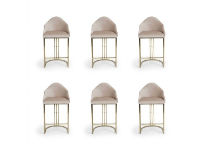 Mesa de comedor elegante, 6 sillas beige, silla de respaldo, muebles, tapizado para sillas.