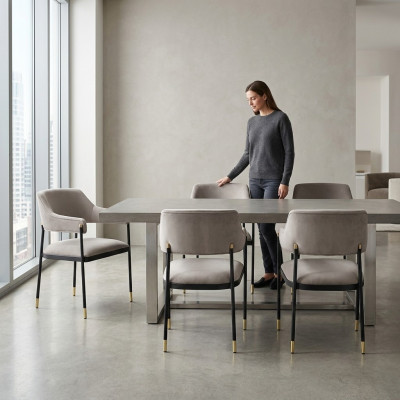 Elegante silla Silla de comedor Blanca 6x sillas Silla de cocina Sillón de lujo