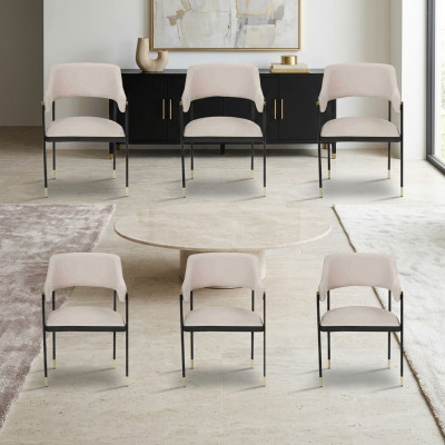 Elegante silla Silla de comedor Blanca 6x sillas Silla de cocina Sillón de lujo