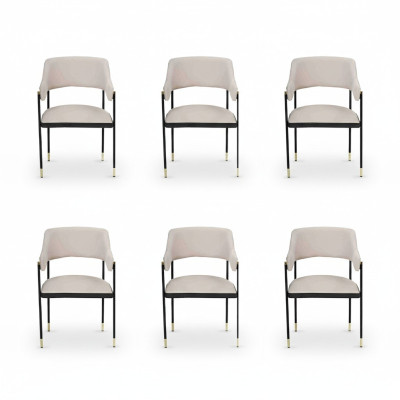 Elegante silla Silla de comedor Blanca 6x sillas Silla de cocina Sillón de lujo