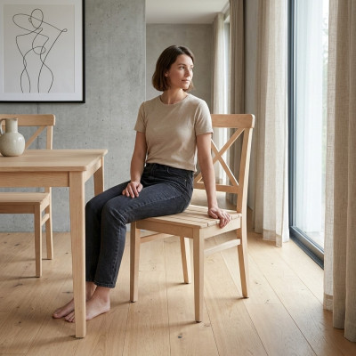 Silla de comedor moderna diseñada de madera de lujo sin reposabrazos