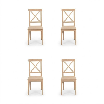 Silla de comedor diseñador 4X Sillas Silla de madera Lujo Asiento individual Sin reposabrazos