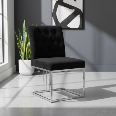 Sillón negro de diseñador para comedor, muebles de comedor, sillas de comedor, silla de acero inoxidable.
